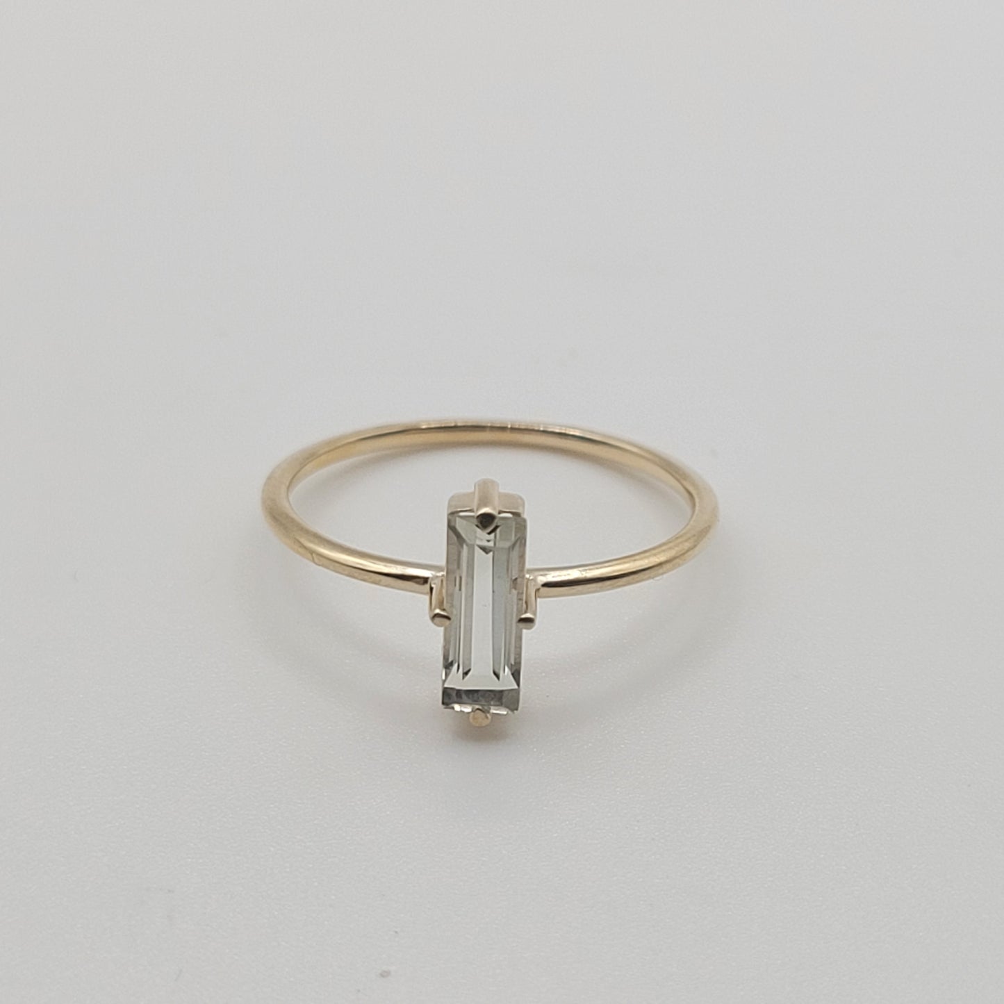 Green Amethyst Baguette Yellow Gold 14K Ring