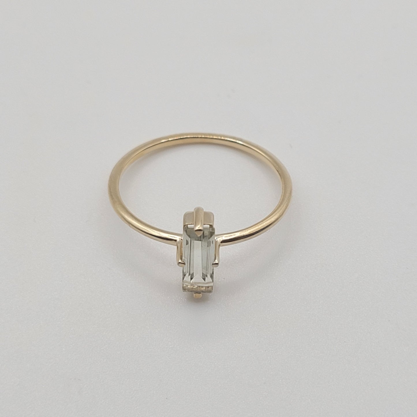 Green Amethyst Baguette Yellow Gold 14K Ring