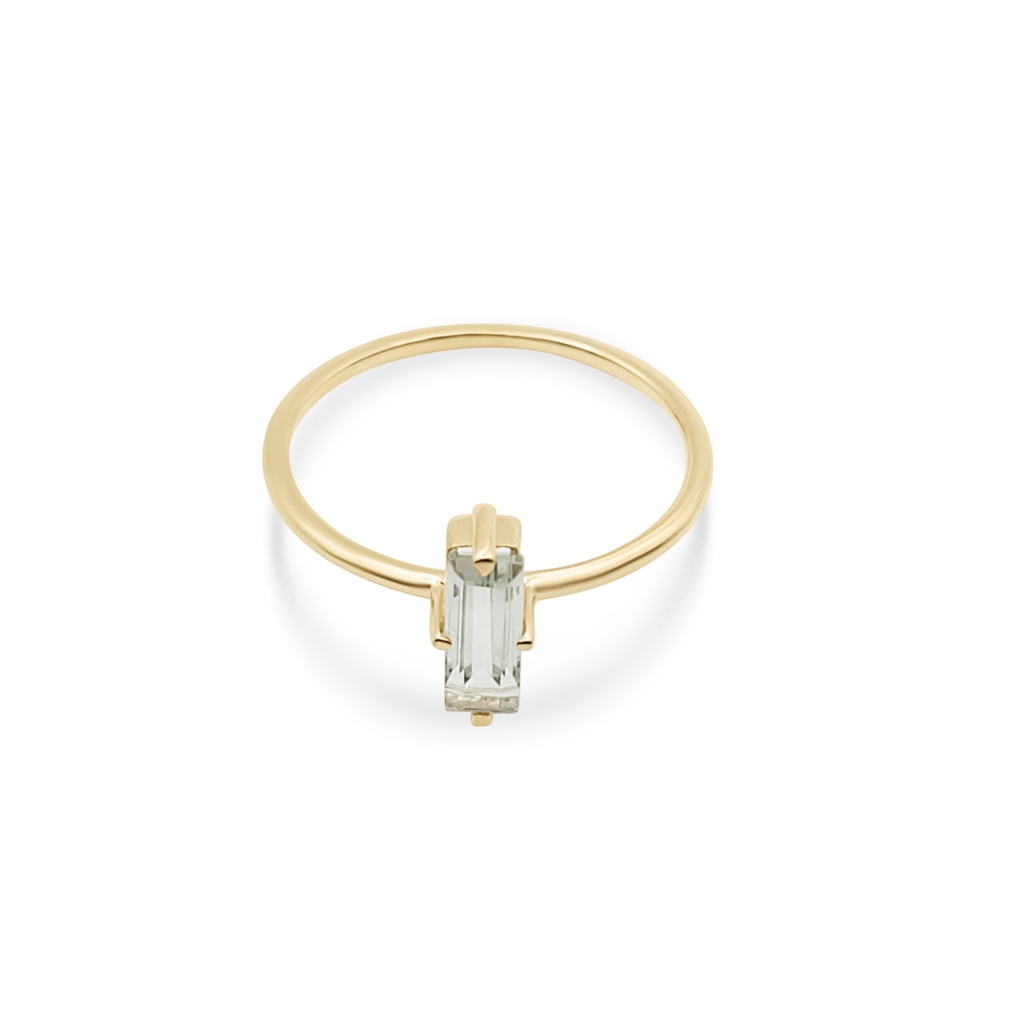 Green Amethyst Baguette Yellow Gold 14K Ring
