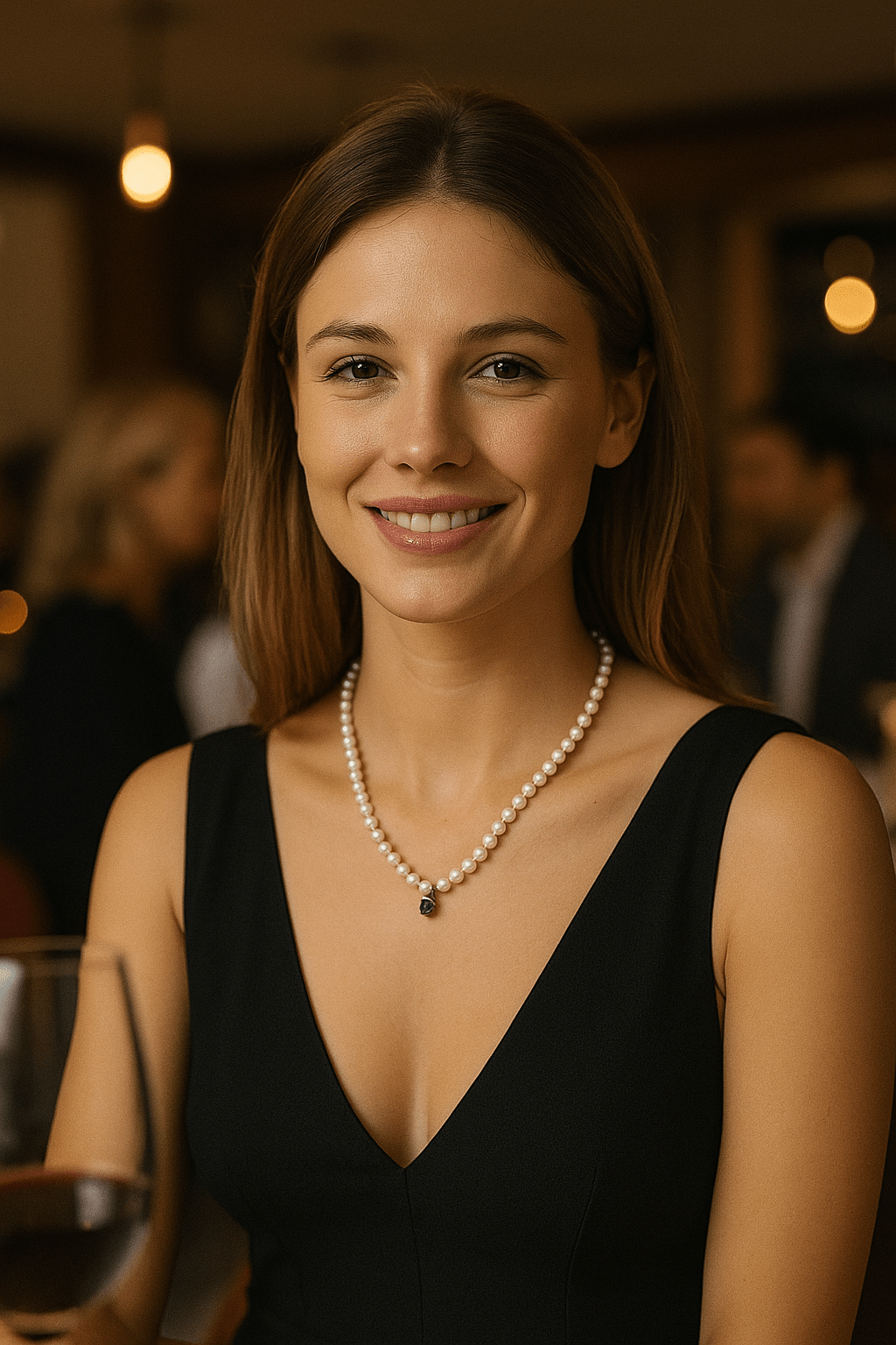 Cultured Pearl Necklace with Natural Emerald and 18K Gold – Handcrafted in Spain – 45 cm - MIMUKA