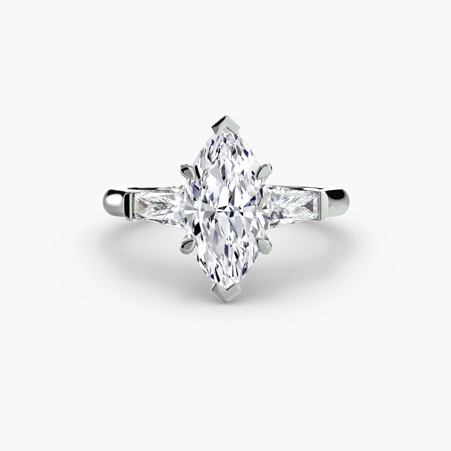 Three - Stone Ring (Baguette Side Stones) - MIMUKA