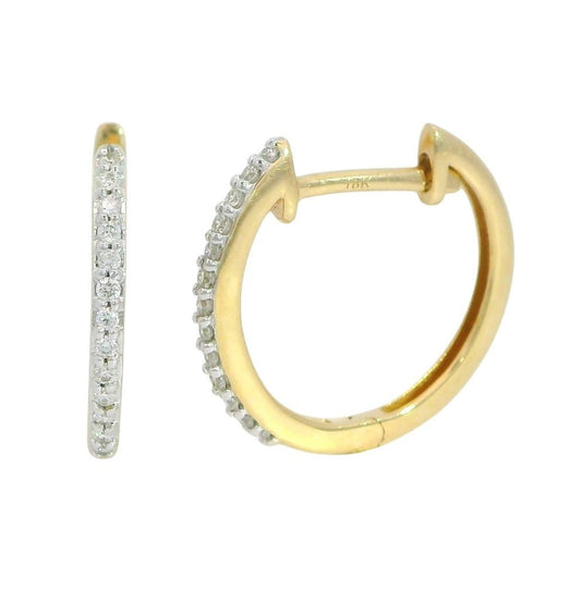 8K Solid Yellow Gold Diamond Hoop Earrings (0.10 CT TW, H Color, SI Clarity) - MIMUKA