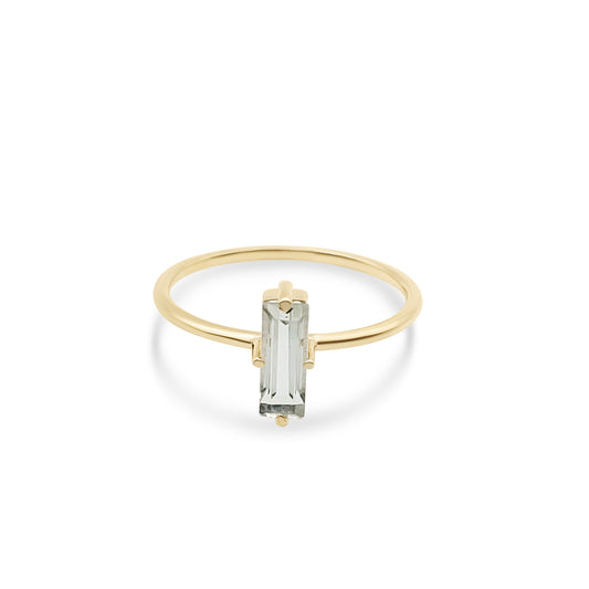 Green Amethyst Baguette Yellow Gold 14K Ring