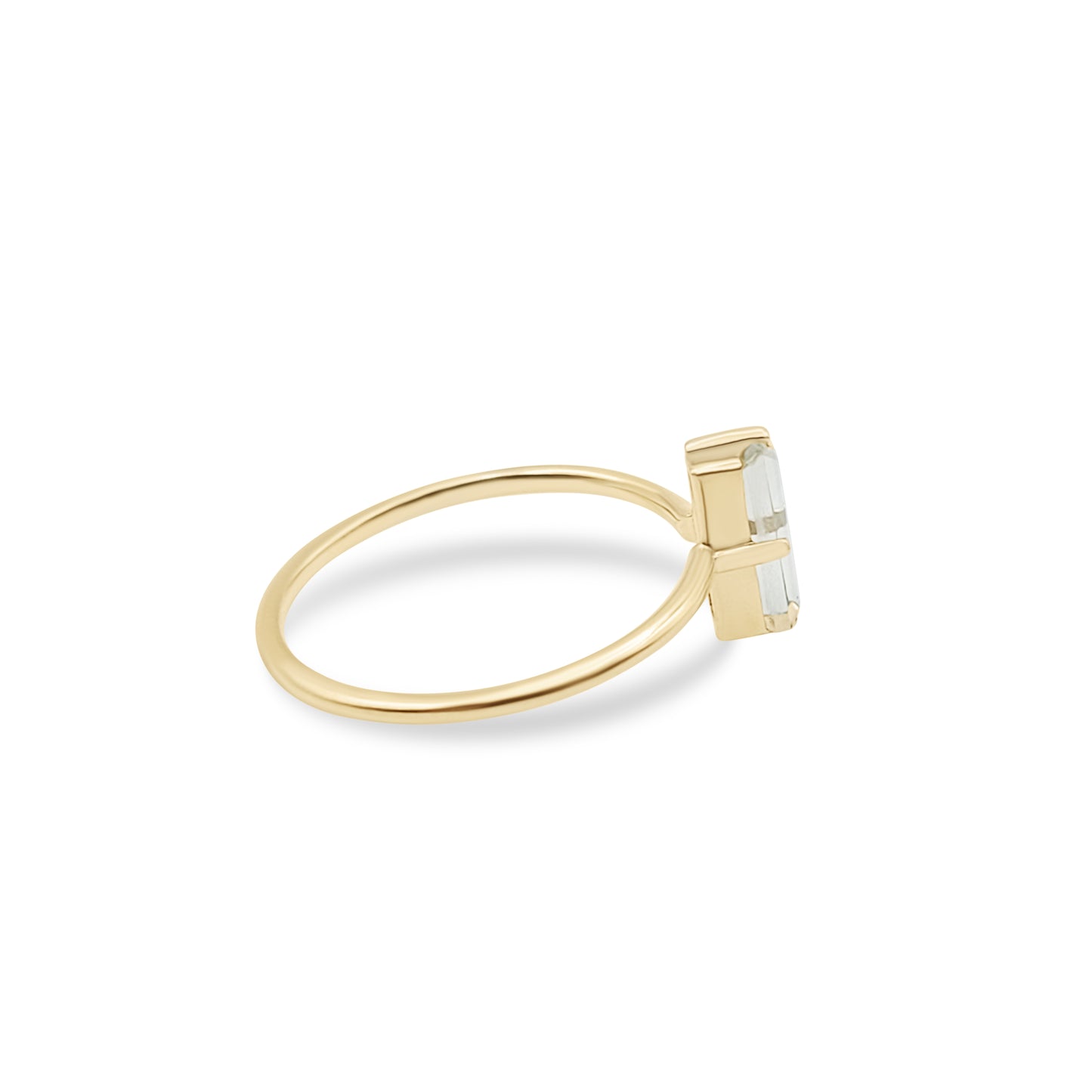 Green Amethyst Baguette Yellow Gold 14K Ring