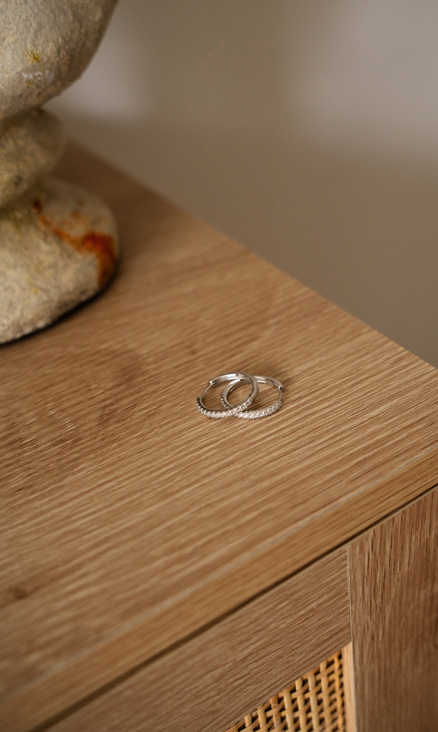 Aros Pendientes Plata 925 Rodiada Blanco y Circonitas - MIMUKA