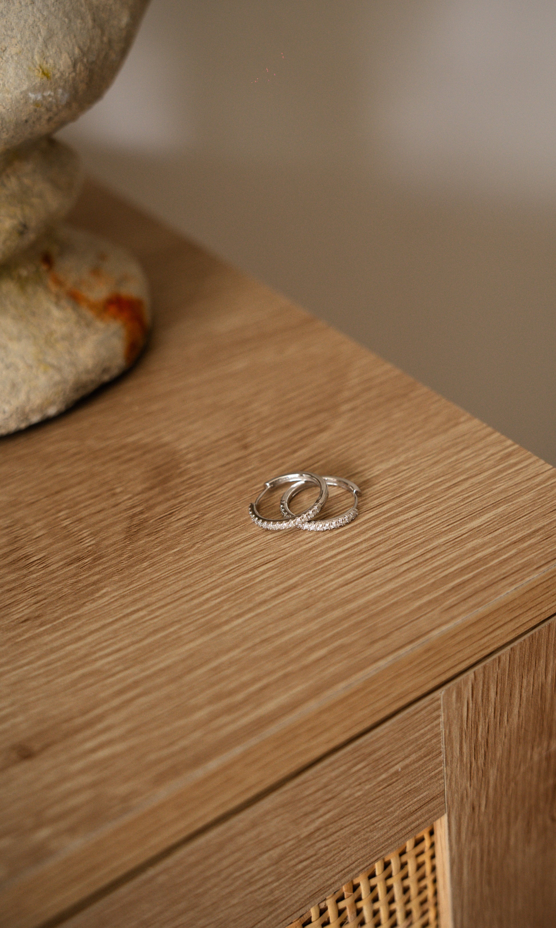 Aros Pendientes Plata 925 Rodiada Blanco y Circonitas - MIMUKA