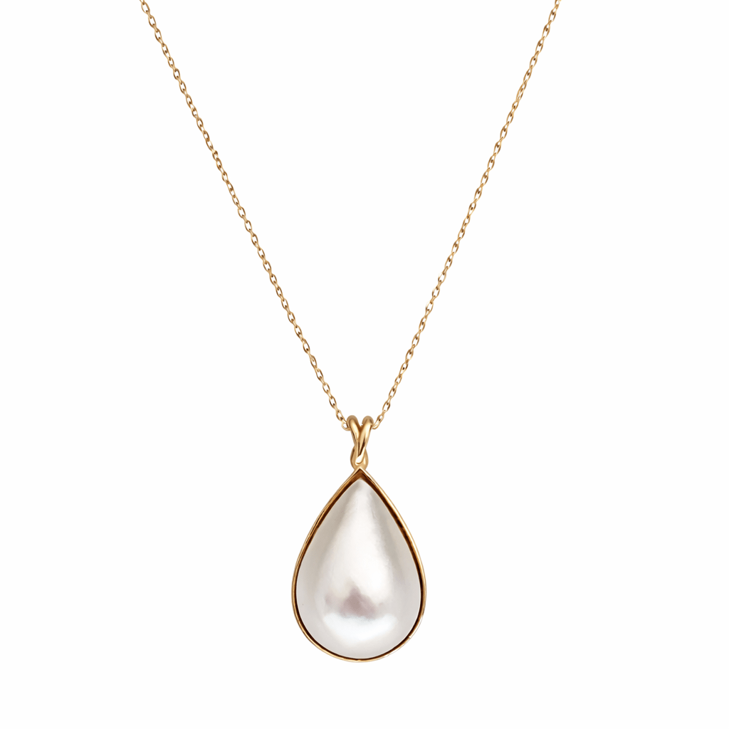 Australian South Sea Cultured Pearl Pendant – 12 x 15 mm Teardrop Pearl in 18K Yellow Gold with Adjustable 45 cm Chain - MIMUKA