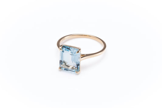 Blue Topaz Precious Stone Gold Ring 9K - MIMUKA