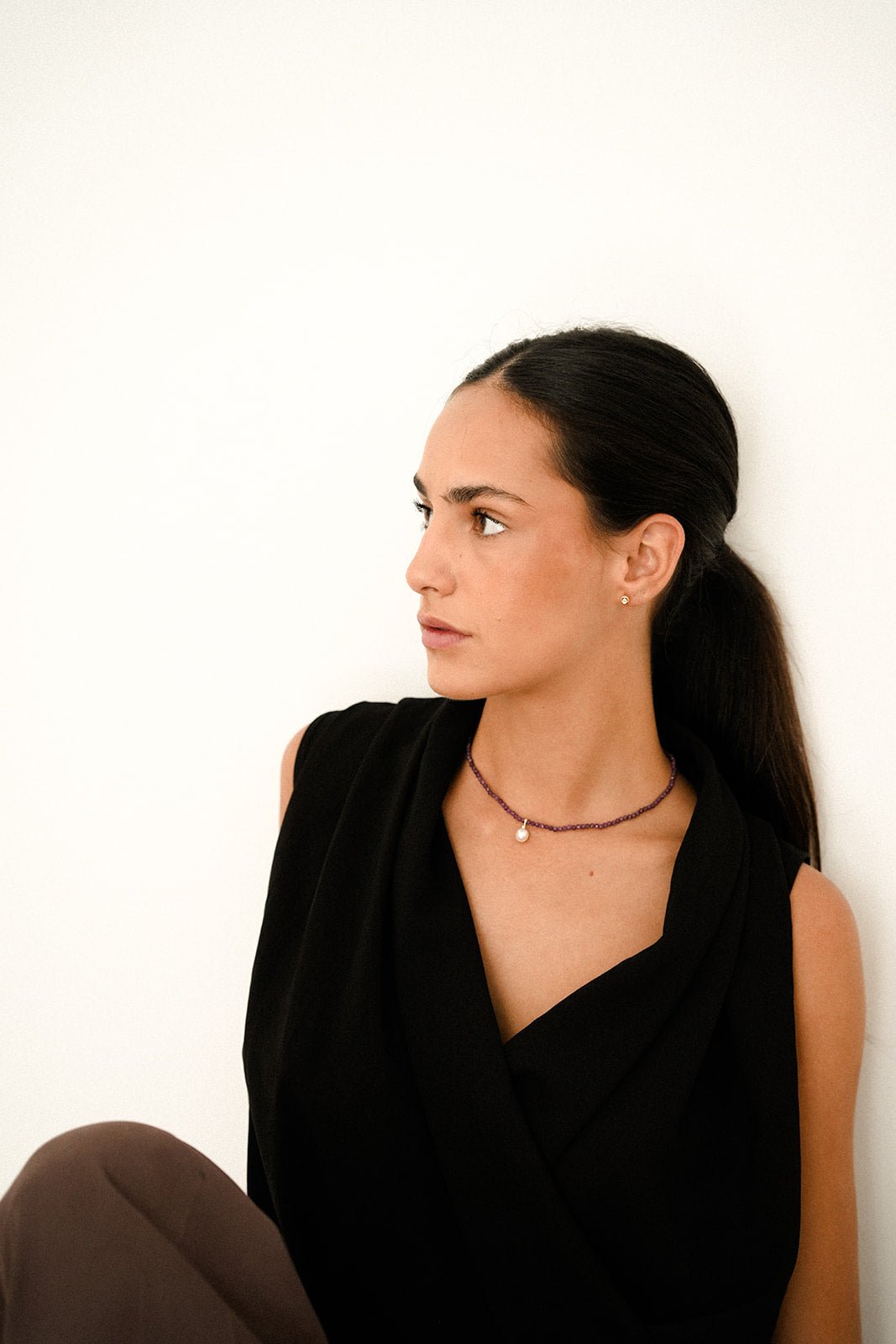 Collar de Rubíes, Perla Cultivada y Oro Amarillo 18K, 40 cm, Estilo Clásico - MIMUKA