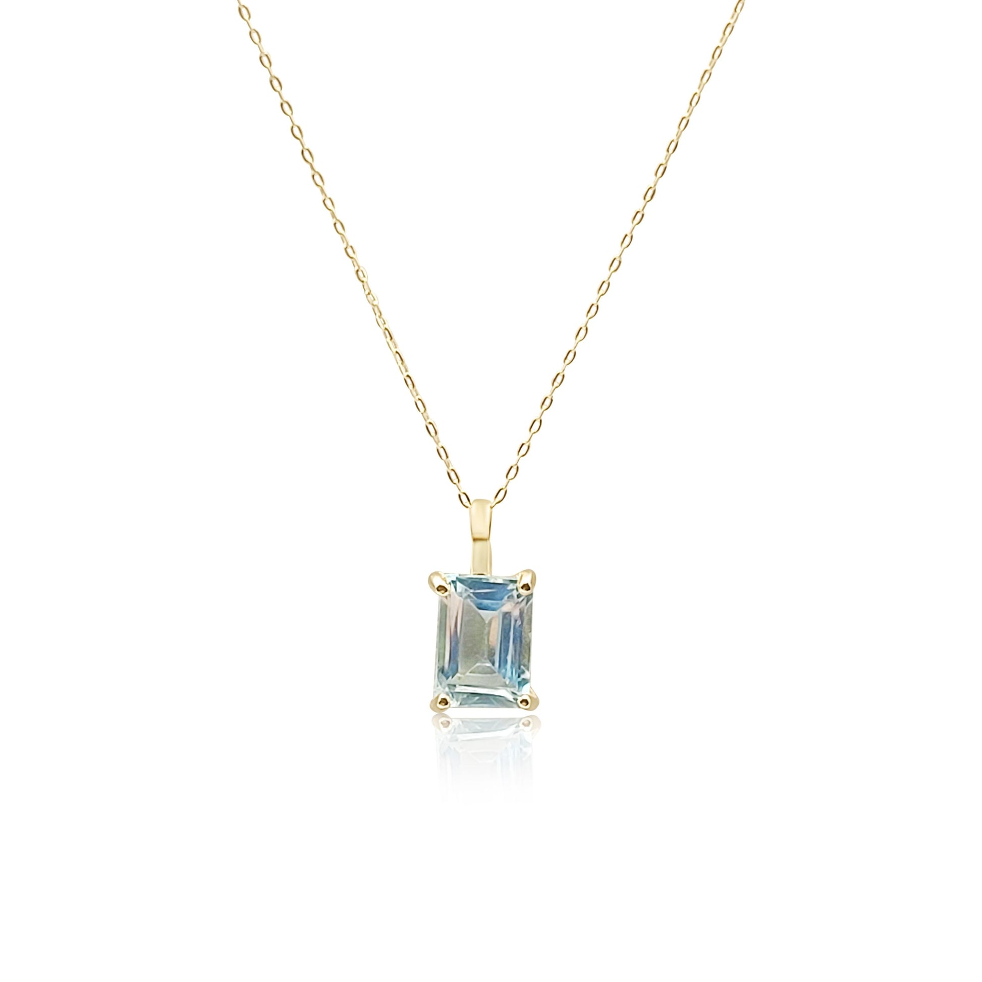 Collar Oro Amarillo 18K y Topacio Azul 7 x 5 mm - MIMUKA