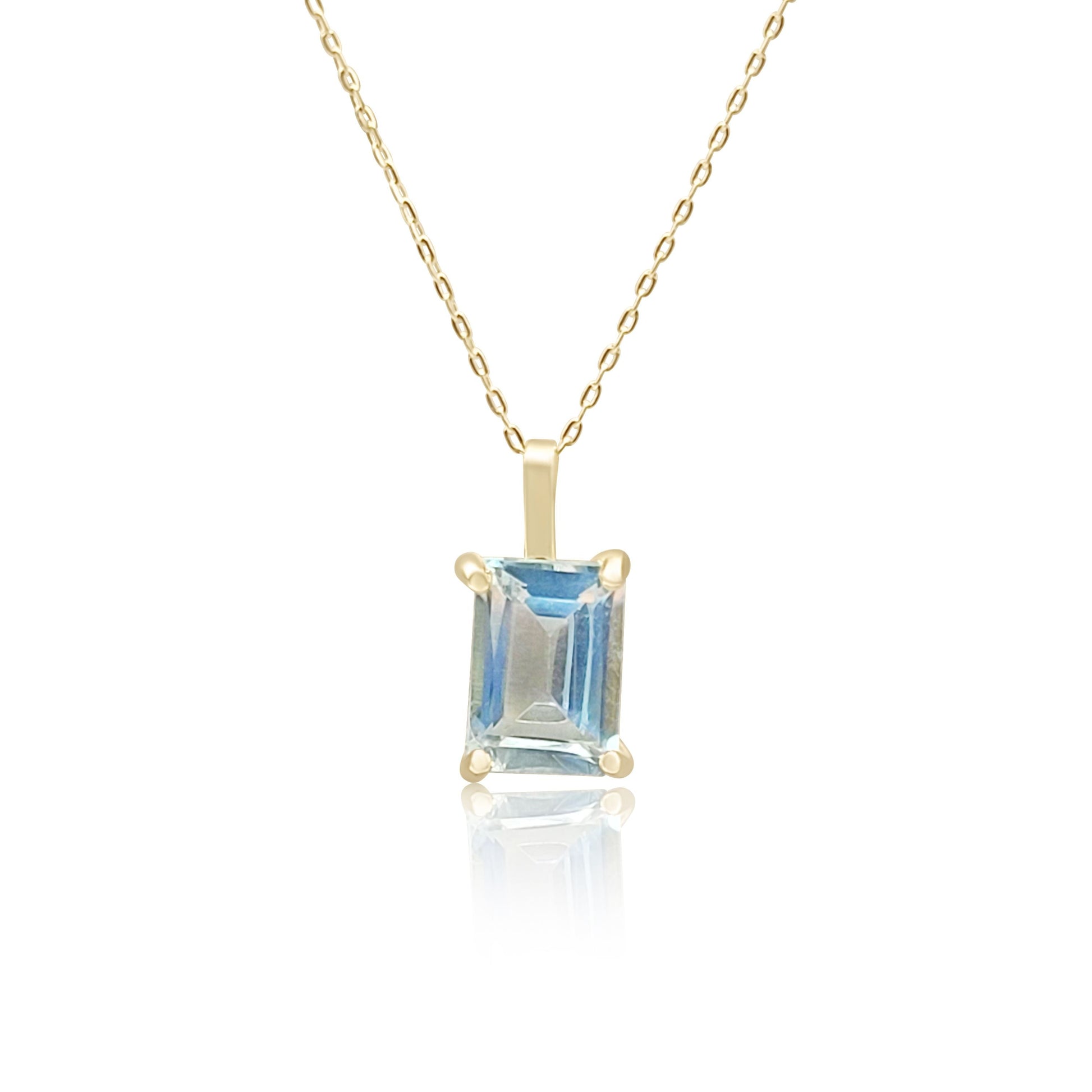 Collar Oro Amarillo 18K y Topacio Azul 7 x 5 mm - MIMUKA