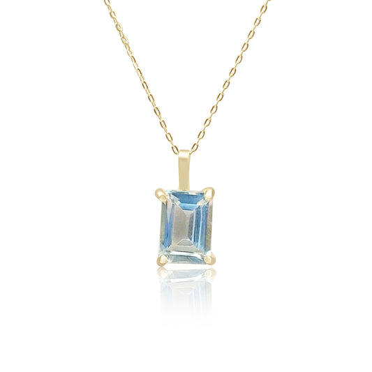 Collar Oro Amarillo 18K y Topacio Azul 7 x 5 mm - MIMUKA