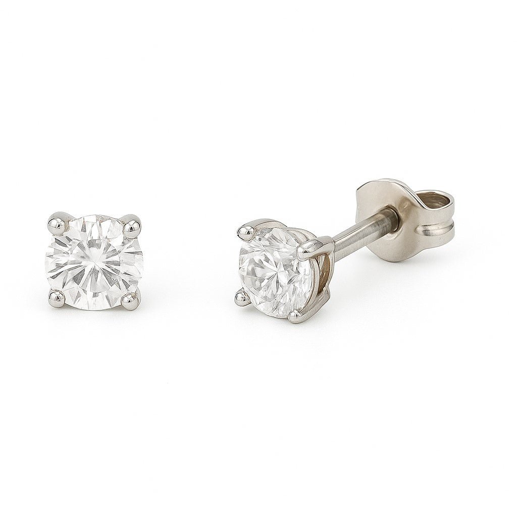 Diamond Stud Earrings 4mm – 18K White Gold - MIMUKA