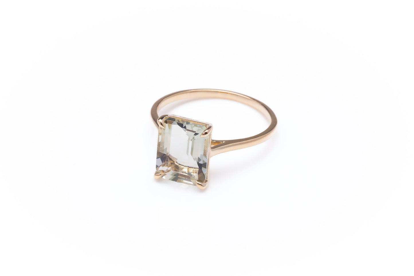 Green Amethyst Precious Stone Gold Ring 9K - MIMUKA