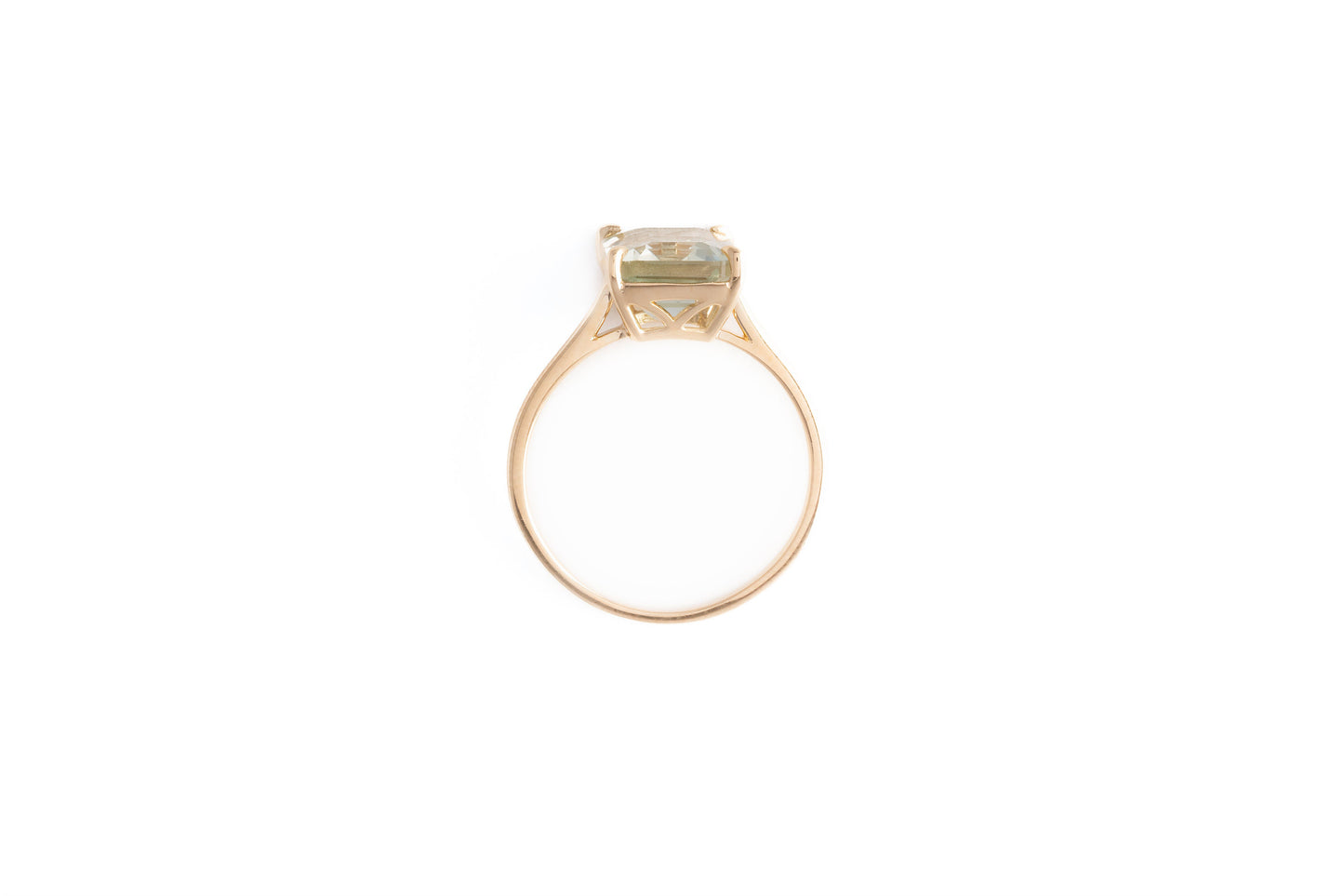 Green Amethyst Precious Stone Gold Ring 9K - MIMUKA