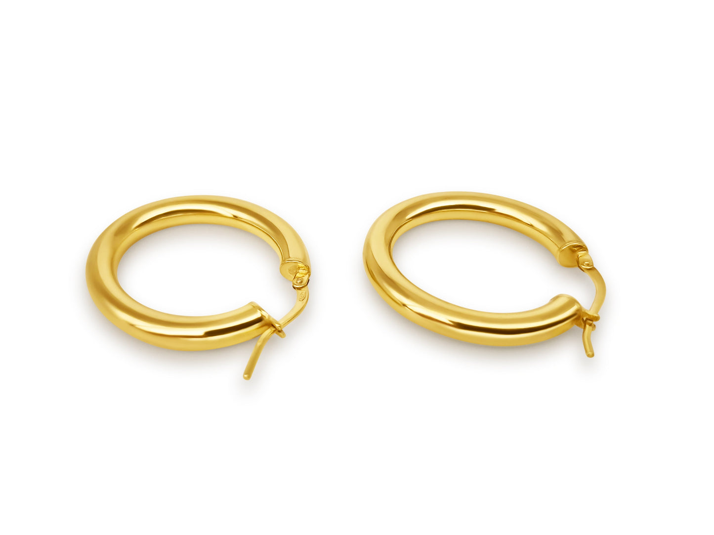 Hoop Earrings in Silver Gold Plated 28 x 25 mm Oval Shape - MIMUKA