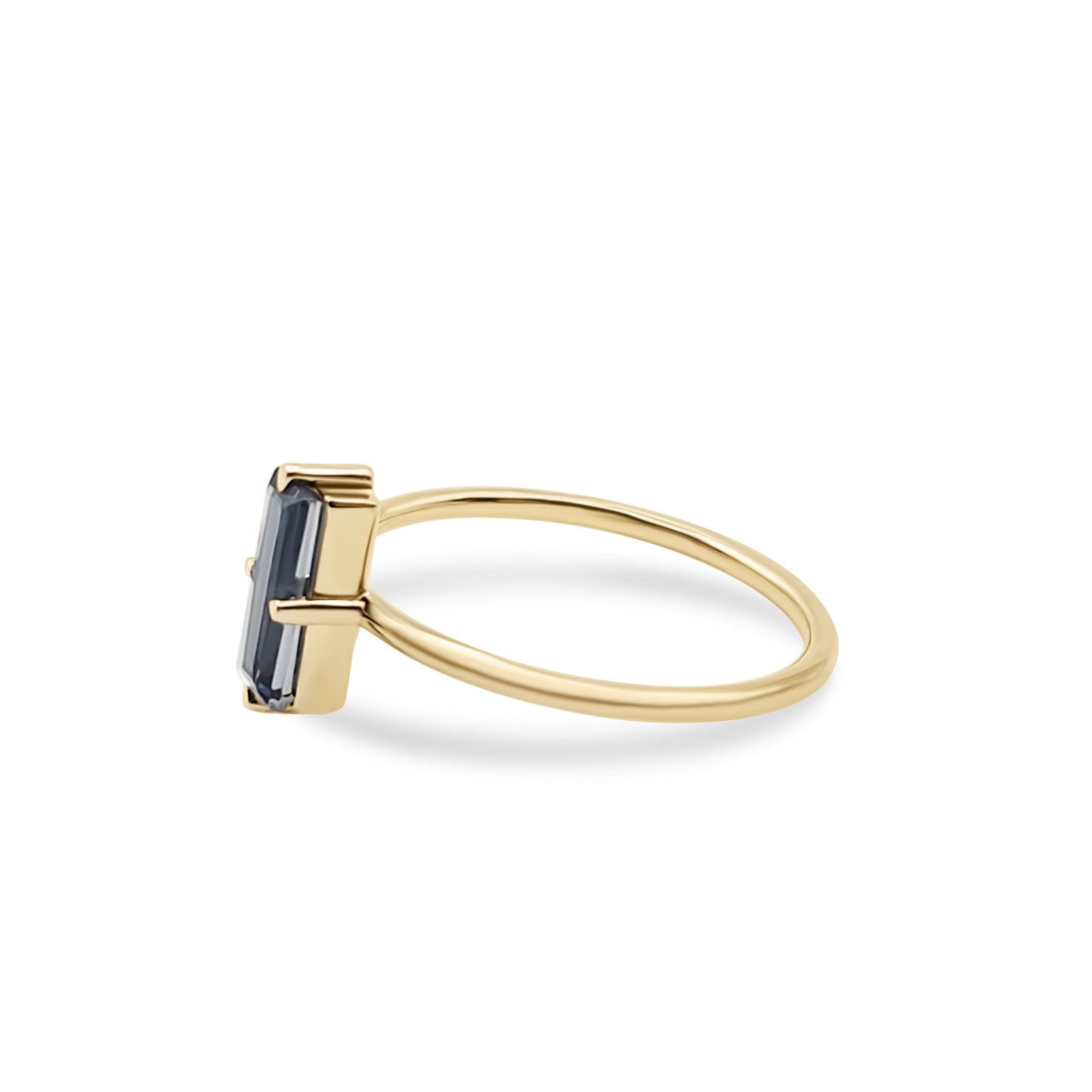London Blue Precious Stone Baguette 9 x 7 Yellow Gold Ring 14K - MIMUKA
