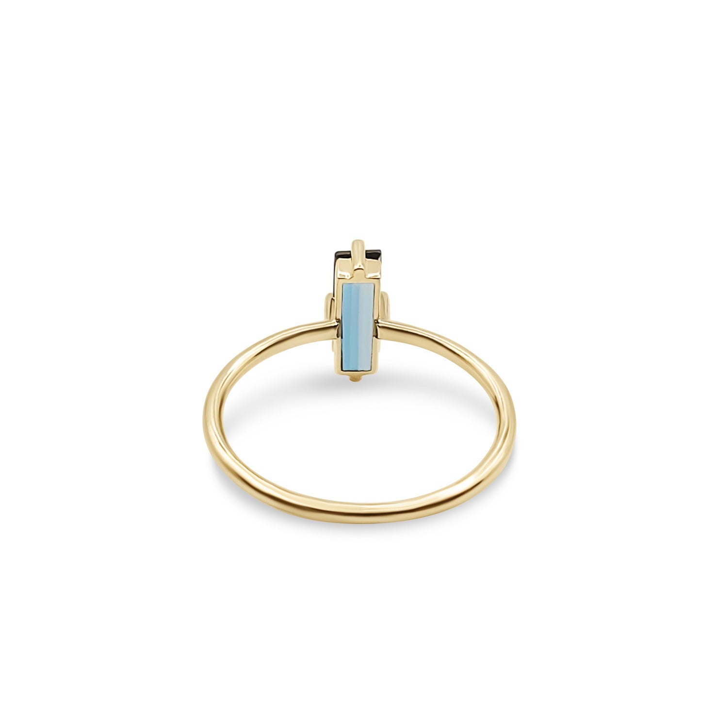 London Blue Precious Stone Baguette 9 x 7 Yellow Gold Ring 14K - MIMUKA