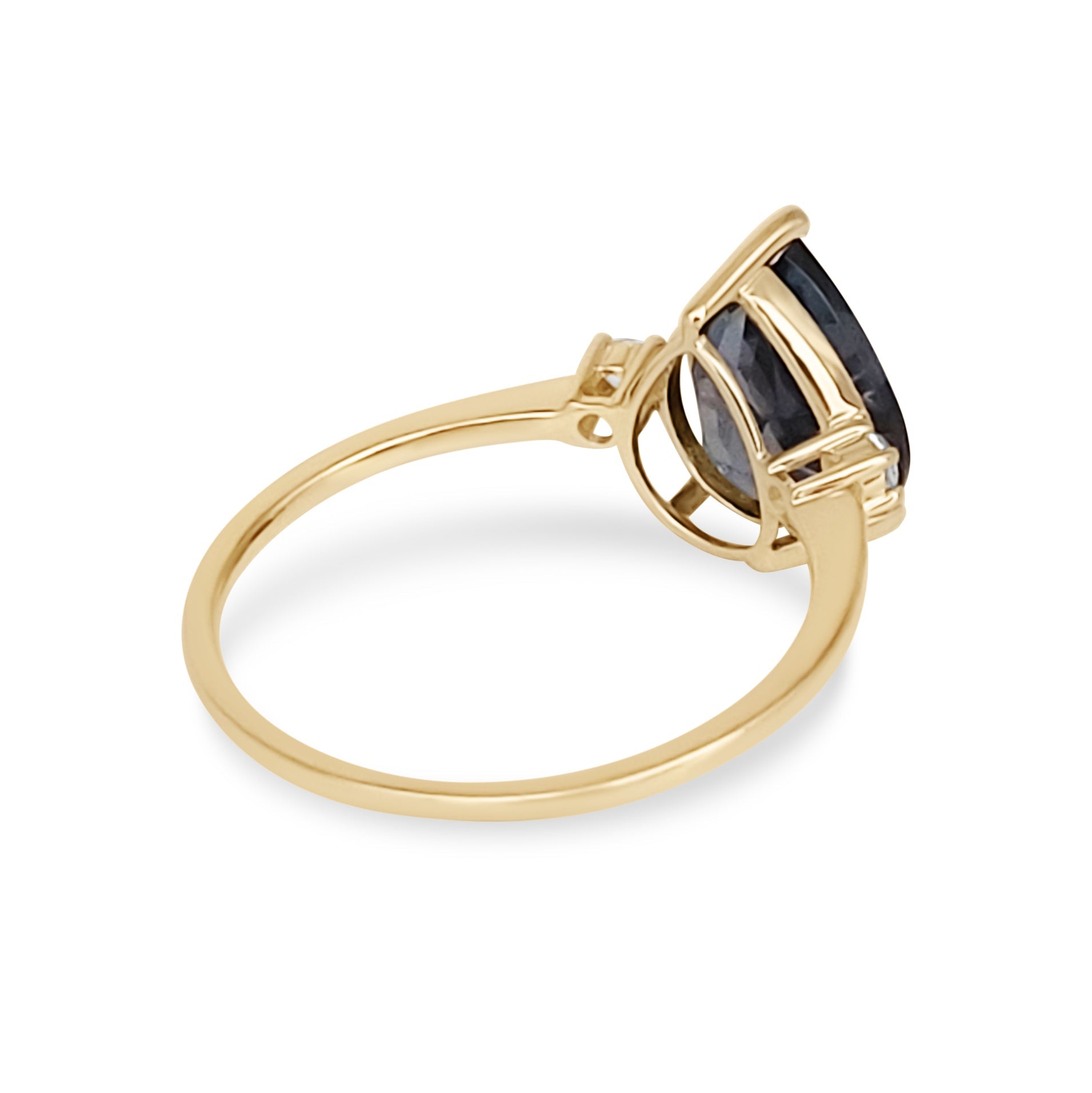 London Blue Teardrop 10 x 8 mm 3.5 Carats Yellow Gold 14K Ring - MIMUKA
