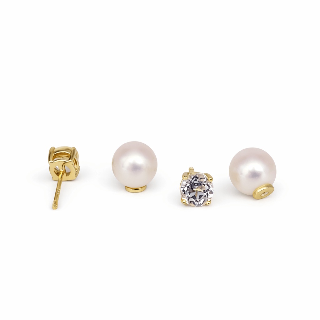 Reversible Elegance – Two Looks, One Timeless Pair - Cultured Pearl earrings stud - MIMUKA