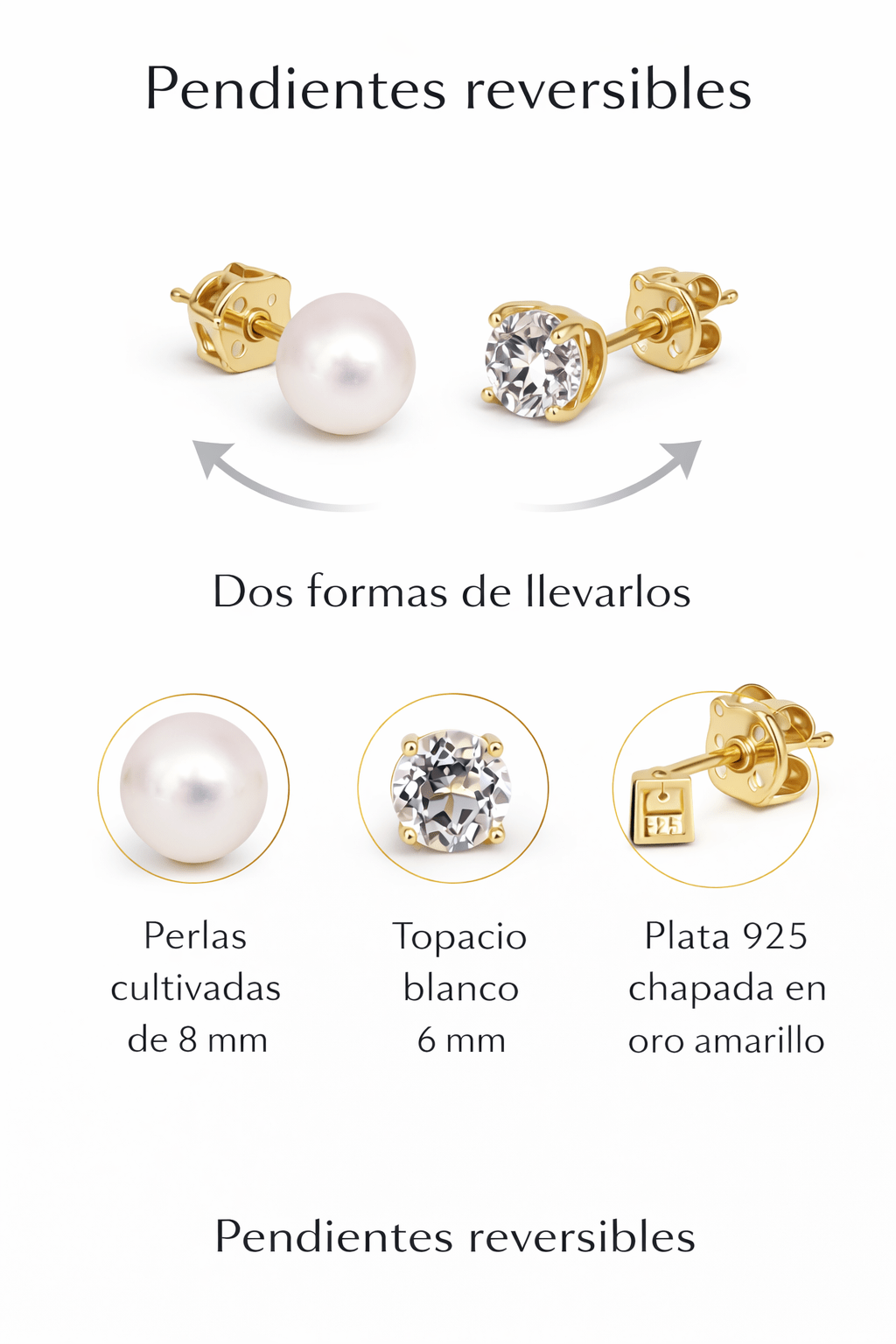Reversible Elegance – Two Looks, One Timeless Pair - Cultured Pearl earrings stud - MIMUKA