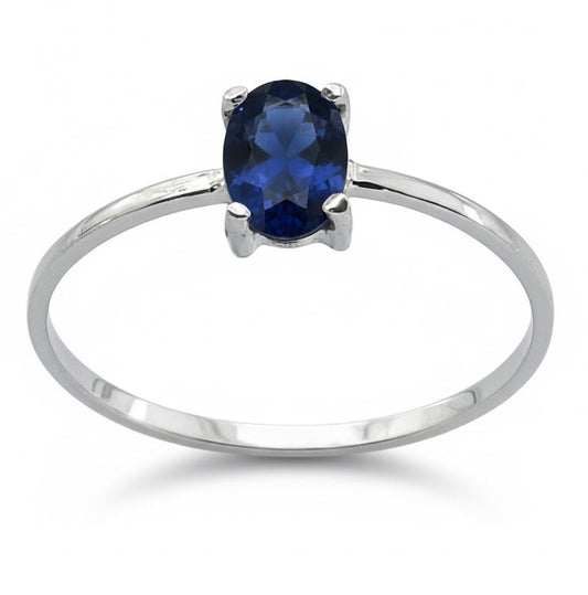 Sapphire oval shape 6 x4 mm White Gold 18K Ring - MIMUKA