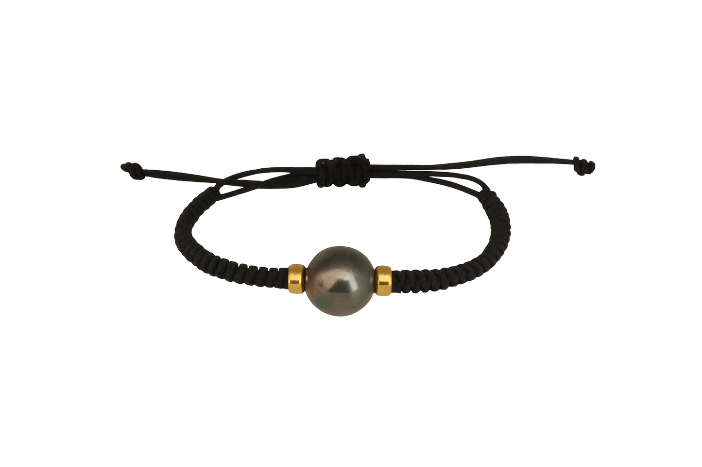 Tahiti Pearl Bracelet – 11 mm Natural Color Pearl with 18K Gold Accents, Adjustable - MIMUKA