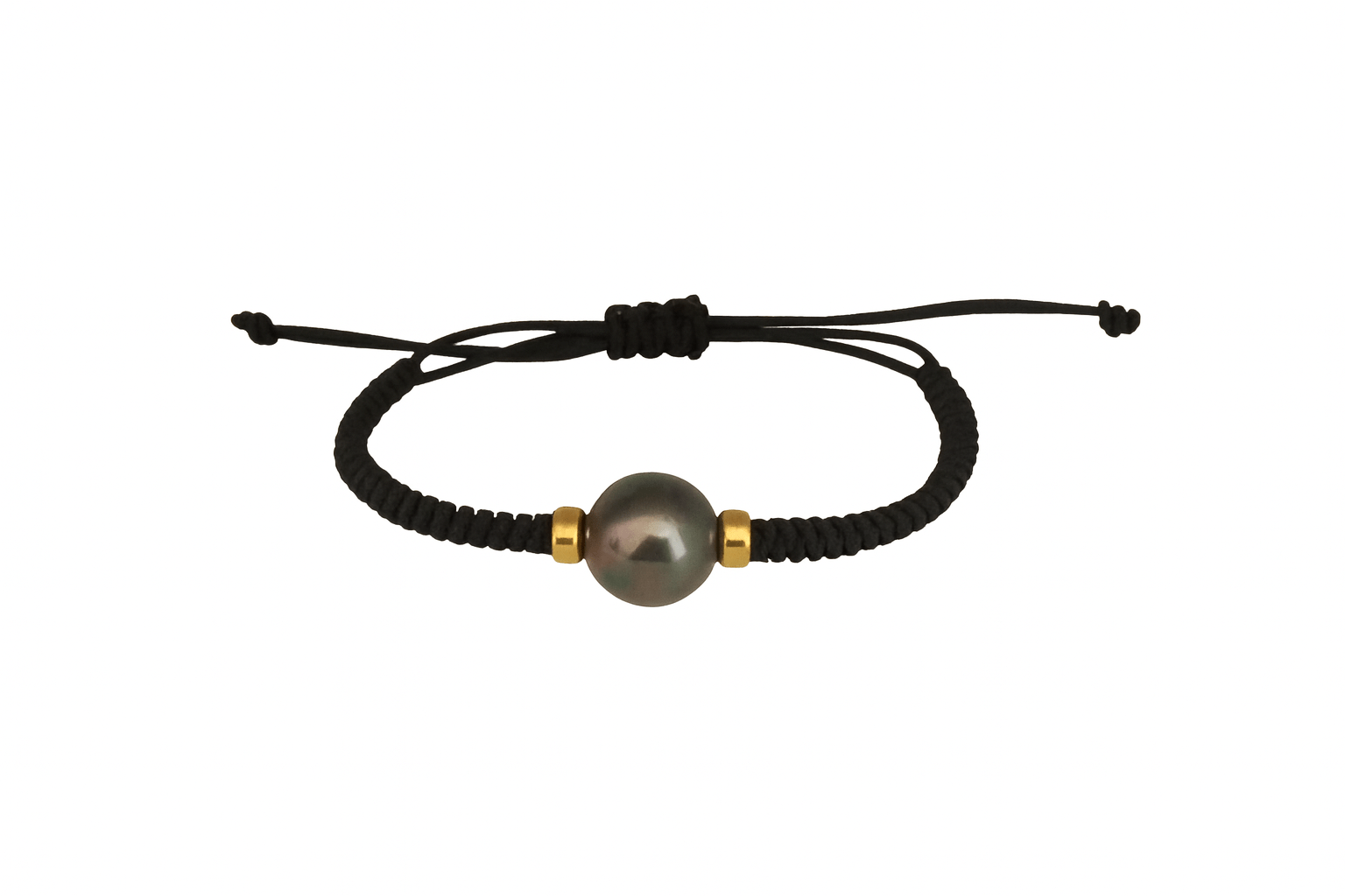 Tahiti Pearl Bracelet – 11 mm Natural Color Pearl with 18K Gold Accents, Adjustable - MIMUKA