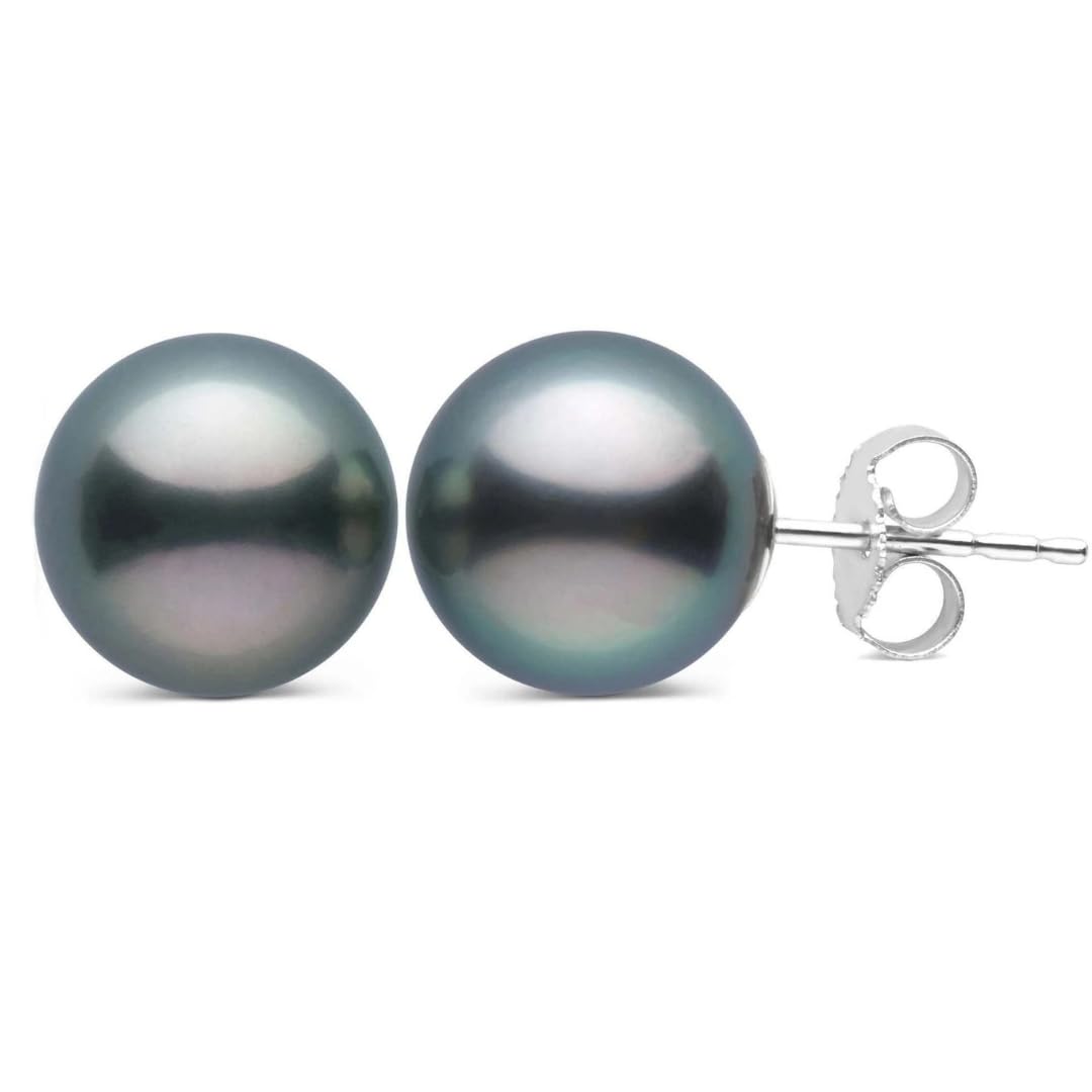 Tahiti Pearls 9 mm Silver 925 Stud Earrings - MIMUKA
