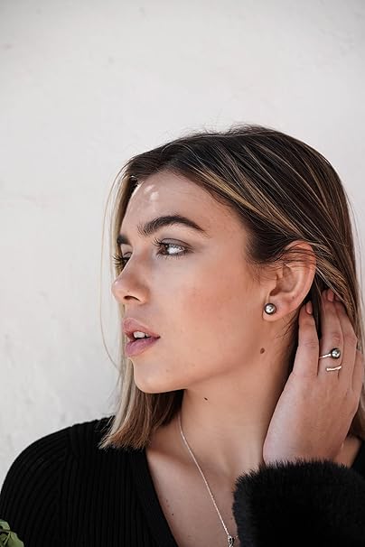 Tahiti Pearls 9 mm Silver 925 Stud Earrings - MIMUKA