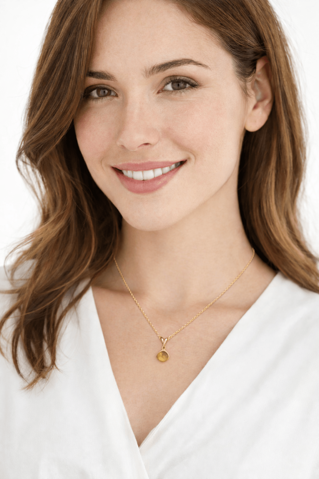 Yellow Gold Natural Citrine Pendant Necklace 9K – 7x7 mm Faceted Gemstone, 45 cm Gold Chain - MIMUKA