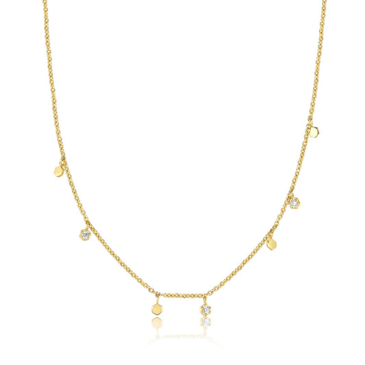 SoPHIA Necklace in 14K Gold Plated Silver and high-gloss white Zirconia - MIMUKA