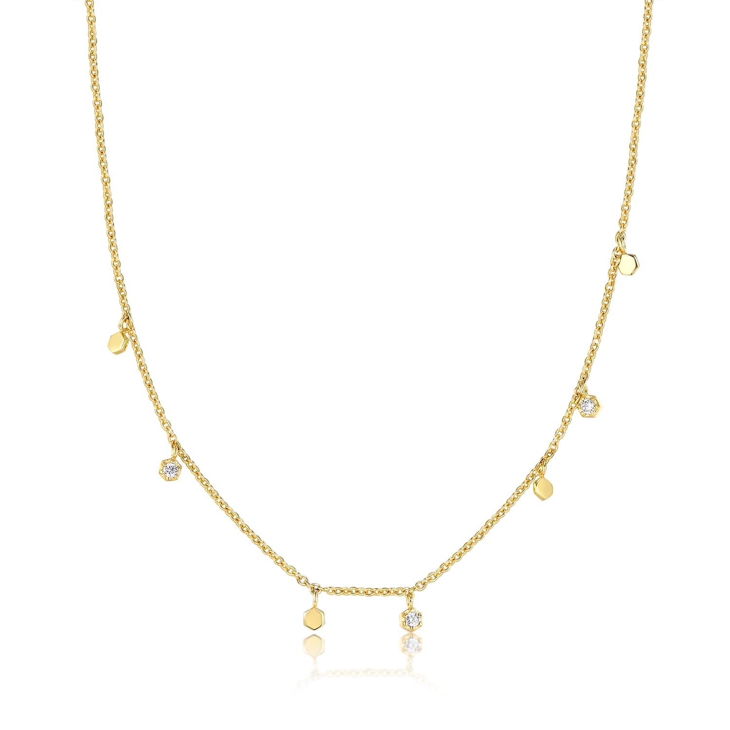 SoPHIA Necklace in 14K Gold Plated Silver and high-gloss white Zirconia - MIMUKA