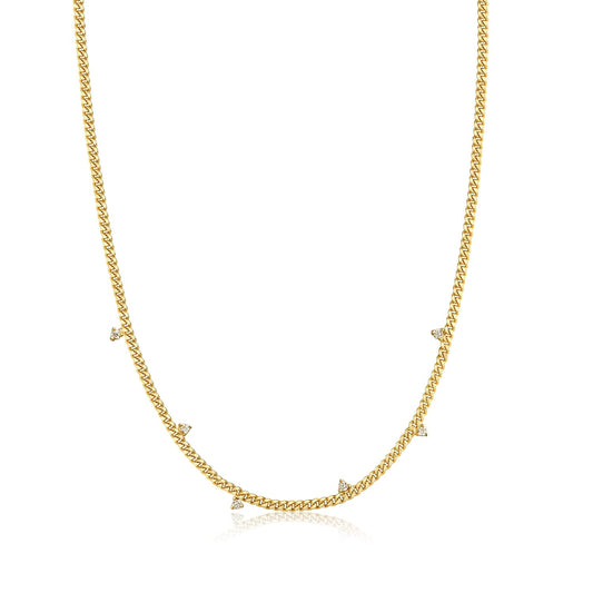 STELLAR Necklace 14K Yellow Gold Gold Silver Designed with White Zircon and High Shine - MIMUKA